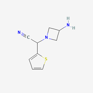 molecular formula C9H11N3S B14878556 2-(3-Aminoazetidin-1-yl)-2-(thiophen-2-yl)acetonitrile 