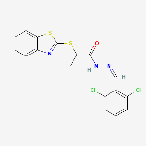 molecular formula C17H13Cl2N3OS2 B14878649 (Z)-2-(benzo[d]thiazol-2-ylthio)-N'-(2,6-dichlorobenzylidene)propanehydrazide 