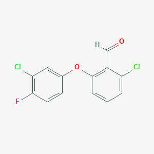 molecular formula C13H7Cl2FO2 B1487876 2-氯-6-(3-氯-4-氟苯氧基)苯甲醛 CAS No. 1484597-17-2