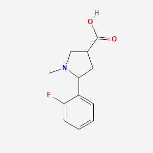 molecular formula C12H14FNO2 B14879001 5-(2-Fluorophenyl)-1-methylpyrrolidine-3-carboxylic acid 