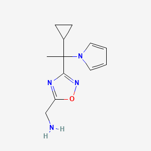 molecular formula C12H16N4O B14879017 (3-(1-cyclopropyl-1-(1H-pyrrol-1-yl)ethyl)-1,2,4-oxadiazol-5-yl)methanamine 