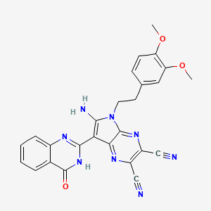 6-amino-5-[2-(3,4-dimethoxyphenyl)ethyl]-7-(4-oxo-3,4-dihydroquinazolin-2-yl)-5H-pyrrolo[2,3-b]pyrazine-2,3-dicarbonitrile