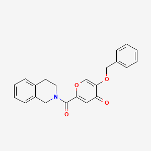 molecular formula C22H19NO4 B14879293 5-(benzyloxy)-2-(1,2,3,4-tetrahydroisoquinoline-2-carbonyl)-4H-pyran-4-one 