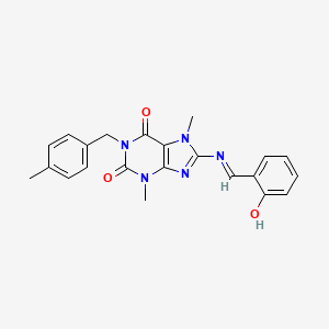 (E)-8-((2-hydroxybenzylidene)amino)-3,7-dimethyl-1-(4-methylbenzyl)-1H-purine-2,6(3H,7H)-dione