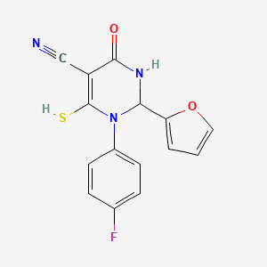 1-(4-Fluorophenyl)-2-(furan-2-yl)-4-oxo-6-sulfanyl-1,2,3,4-tetrahydropyrimidine-5-carbonitrile