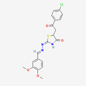 (2E)-5-[2-(4-chlorophenyl)-2-oxoethyl]-2-[(2E)-(3,4-dimethoxybenzylidene)hydrazinylidene]-1,3-thiazolidin-4-one