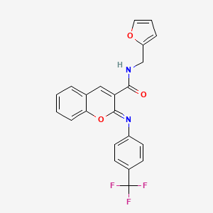 molecular formula C22H15F3N2O3 B14879394 (2Z)-N-(furan-2-ylmethyl)-2-{[4-(trifluoromethyl)phenyl]imino}-2H-chromene-3-carboxamide 