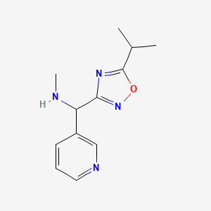 molecular formula C12H16N4O B14879492 1-(5-isopropyl-1,2,4-oxadiazol-3-yl)-N-methyl-1-(pyridin-3-yl)methanamine 