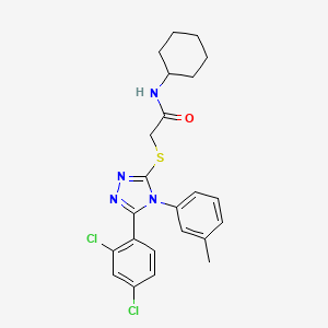 molecular formula C23H24Cl2N4OS B14879521 N-cyclohexyl-2-((5-(2,4-dichlorophenyl)-4-(m-tolyl)-4H-1,2,4-triazol-3-yl)thio)acetamide 