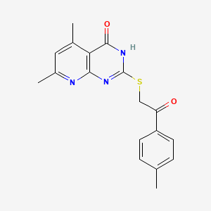 molecular formula C18H17N3O2S B14879648 2-[(4-Hydroxy-5,7-dimethylpyrido[2,3-d]pyrimidin-2-yl)sulfanyl]-1-(4-methylphenyl)ethanone 