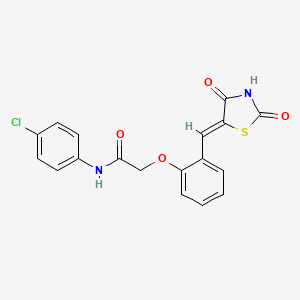 molecular formula C18H13ClN2O4S B14879673 N-(4-chlorophenyl)-2-{2-[(Z)-(2,4-dioxo-1,3-thiazolidin-5-ylidene)methyl]phenoxy}acetamide 