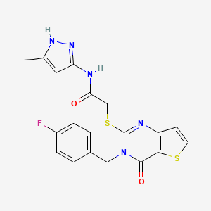 2-({3-[(4-fluorophenyl)methyl]-4-oxo-3H,4H-thieno[3,2-d]pyrimidin-2-yl}sulfanyl)-N-(3-methyl-1H-pyrazol-5-yl)acetamide