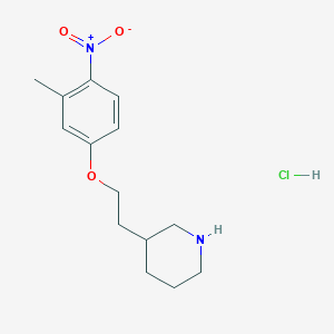 molecular formula C14H21ClN2O3 B1487992 盐酸3-[2-(3-甲基-4-硝基苯氧基)乙基]哌啶 CAS No. 1220038-03-8