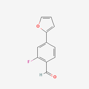 molecular formula C11H7FO2 B14879931 2-Fluoro-4-(furan-2-yl)benzaldehyde 