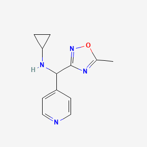 N-((5-methyl-1,2,4-oxadiazol-3-yl)(pyridin-4-yl)methyl)cyclopropanamine