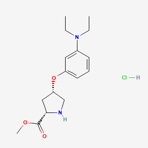 molecular formula C16H25ClN2O3 B1487999 Methyl (2S,4S)-4-[3-(diethylamino)phenoxy]-2-pyrrolidinecarboxylate hydrochloride CAS No. 1354484-76-6