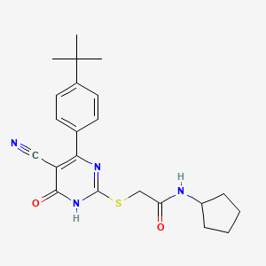 2-{[4-(4-tert-butylphenyl)-5-cyano-6-oxo-1,6-dihydropyrimidin-2-yl]sulfanyl}-N-cyclopentylacetamide