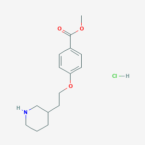 molecular formula C15H22ClNO3 B1488008 盐酸4-[2-(3-哌啶基)乙氧基]苯甲酸甲酯 CAS No. 1220032-14-3