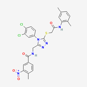 molecular formula C27H24Cl2N6O4S B14880159 N-((4-(3,4-dichlorophenyl)-5-((2-((2,5-dimethylphenyl)amino)-2-oxoethyl)thio)-4H-1,2,4-triazol-3-yl)methyl)-4-methyl-3-nitrobenzamide 