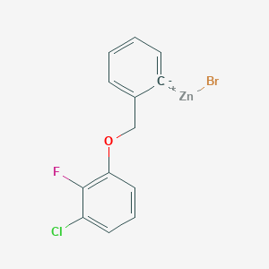 molecular formula C13H9BrClFOZn B14880178 2-[(3'-Chloro-2'-fluorophenoxy)methyl]phenylZinc bromide 