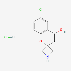 molecular formula C11H13Cl2NO2 B14880221 6'-Chlorospiro[azetidine-3,2'-chroman]-4'-ol hydrochloride 