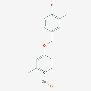 molecular formula C14H11BrF2OZn B14880227 4-(3',4'-DifluorobenZyloxy)-2-methylphenylZinc bromide 