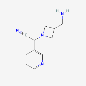 molecular formula C11H14N4 B14880278 2-(3-(Aminomethyl)azetidin-1-yl)-2-(pyridin-3-yl)acetonitrile 