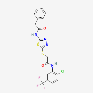 N-(2-chloro-5-(trifluoromethyl)phenyl)-2-((5-(2-phenylacetamido)-1,3,4-thiadiazol-2-yl)thio)acetamide