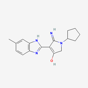 molecular formula C17H20N4O B14880311 5-Amino-1-cyclopentyl-4-(6-methyl-1H-benzo[d]imidazol-2-yl)-1,2-dihydro-3H-pyrrol-3-one 