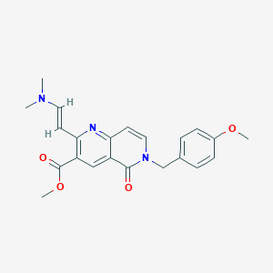 molecular formula C22H23N3O4 B1488033 2-[(E)-2-(二甲氨基)乙烯基]-6-(4-甲氧基苄基)-5-氧代-5,6-二氢-1,6-萘啶-3-羧酸甲酯 CAS No. 1374510-89-0