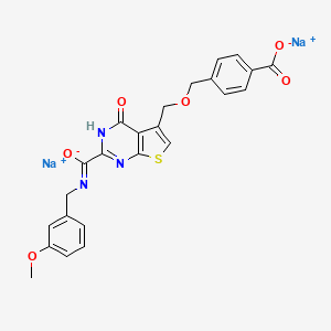 molecular formula C24H19N3Na2O6S B14880388 disodium;4-[[2-[N-[(3-methoxyphenyl)methyl]-C-oxidocarbonimidoyl]-4-oxo-3H-thieno[2,3-d]pyrimidin-5-yl]methoxymethyl]benzoate 