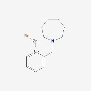 molecular formula C13H18BrNZn B14880396 2-[(1-Homopiperidino)methyl]phenylZinc bromide 