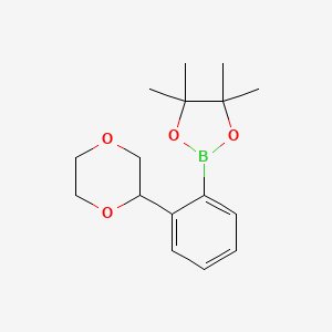 molecular formula C16H23BO4 B14880451 2-(2-(1,4-Dioxan-2-yl)phenyl)-4,4,5,5-tetramethyl-1,3,2-dioxaborolane 