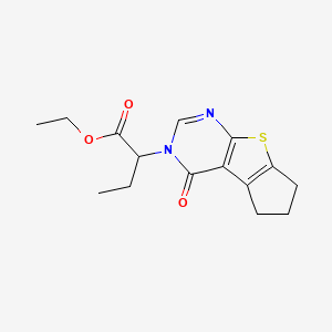 2-(4-Oxo-6,7-dihydro-4H,5H-cyclopenta[4,5]thieno[2,3-d]pyrimidin-3-yl)-butyric acid ethyl ester