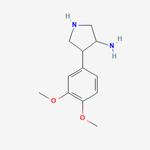 molecular formula C12H18N2O2 B14880488 4-(3,4-Dimethoxyphenyl)pyrrolidin-3-amine 