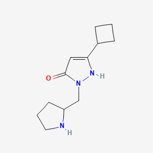 molecular formula C12H19N3O B1488050 3-cyclobutyl-1-(pyrrolidin-2-ylmethyl)-1H-pyrazol-5-ol CAS No. 2097966-46-4
