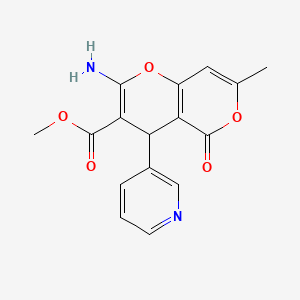 methyl 2-amino-7-methyl-5-oxo-4-(pyridin-3-yl)-4H,5H-pyrano[4,3-b]pyran-3-carboxylate