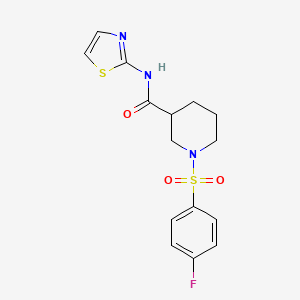 molecular formula C15H16FN3O3S2 B14880685 1-((4-fluorophenyl)sulfonyl)-N-(thiazol-2-yl)piperidine-3-carboxamide 