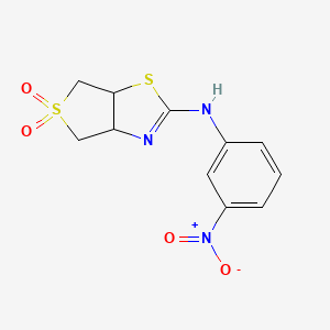 molecular formula C11H11N3O4S2 B14880705 2-((3-Nitrophenyl)amino)-3a,4,6,6a-tetrahydrothieno[3,4-d]thiazole 5,5-dioxide 