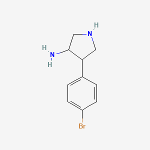 molecular formula C10H13BrN2 B14880800 4-(4-Bromophenyl)pyrrolidin-3-amine 