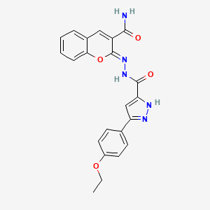 molecular formula C22H19N5O4 B14880817 (2Z)-2-({[3-(4-ethoxyphenyl)-1H-pyrazol-5-yl]formamido}imino)-2H-chromene-3-carboxamide 