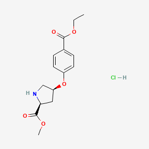molecular formula C15H20ClNO5 B1488086 Methyl (2S,4S)-4-[4-(ethoxycarbonyl)phenoxy]-2-pyrrolidinecarboxylate hydrochloride CAS No. 1354487-46-9