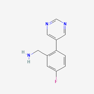 (5-Fluoro-2-(pyrimidin-5-yl)phenyl)methanamine