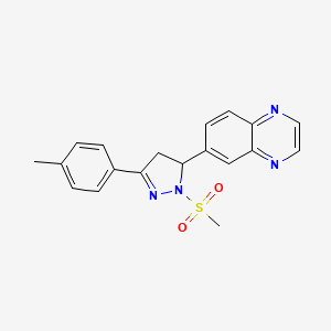 molecular formula C19H18N4O2S B14881004 6-(1-(methylsulfonyl)-3-(p-tolyl)-4,5-dihydro-1H-pyrazol-5-yl)quinoxaline 