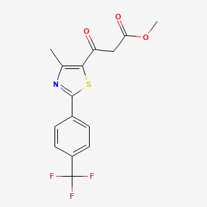 molecular formula C15H12F3NO3S B1488106 Methyl 3-{4-methyl-2-[4-(trifluoromethyl)phenyl]-1,3-thiazol-5-yl}-3-oxopropanoate CAS No. 499796-74-6