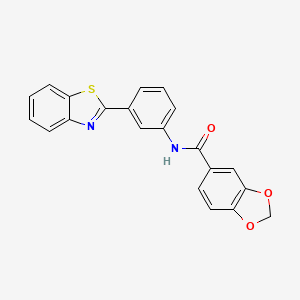 N-[3-(1,3-benzothiazol-2-yl)phenyl]-1,3-benzodioxole-5-carboxamide