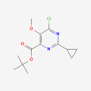 molecular formula C13H17ClN2O3 B14881198 Tert-butyl 6-chloro-2-cyclopropyl-5-methoxypyrimidine-4-carboxylate 