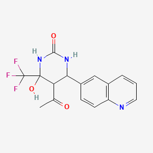 molecular formula C16H14F3N3O3 B14881297 5-acetyl-4-hydroxy-6-(quinolin-6-yl)-4-(trifluoromethyl)tetrahydropyrimidin-2(1H)-one 