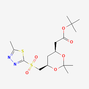 tert-Butyl 2-((4S,6R)-2,2-dimethyl-6-(((5-methyl-1,3,4-thiadiazol-2-yl)sulfonyl)methyl)-1,3-dioxan-4-yl)acetate