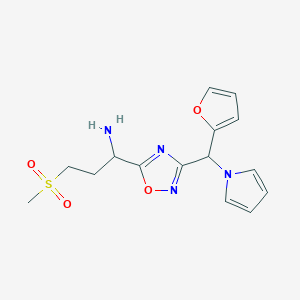 1-(3-(furan-2-yl(1H-pyrrol-1-yl)methyl)-1,2,4-oxadiazol-5-yl)-3-(methylsulfonyl)propan-1-amine